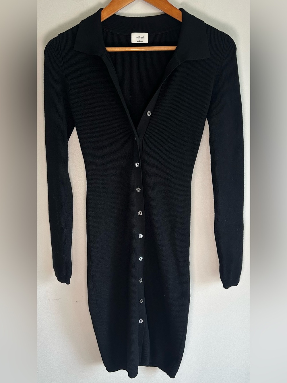 Wilfred Cove Dress by Ariztia Black Long Sleeve Button Up Size S